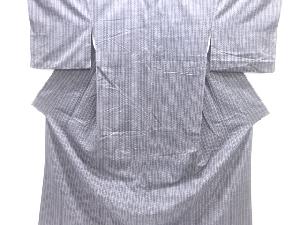 縞に絣柄織り出し手織り紬着物